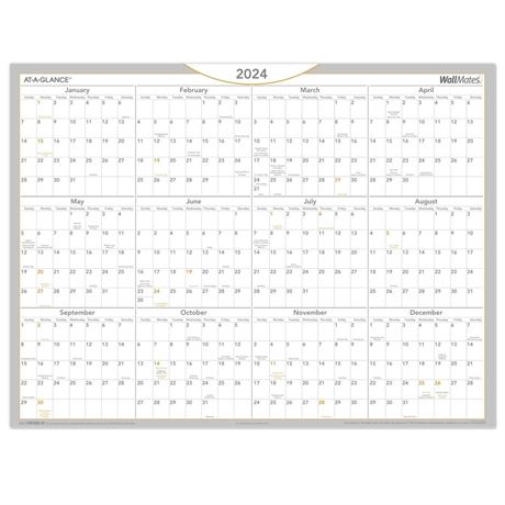 2025 AT-A-GLANCE® WallMates Self-Adhesive Dry-Erase Yearly Calendar, 24" x 18",