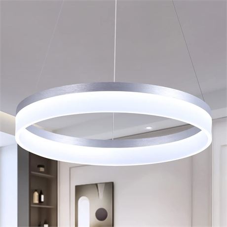 Buccleuch Modern LED Pendant Light, Dimmable Silver LED Chandelier for Dining