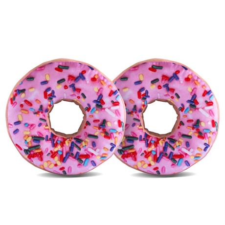 HYSEAS Round Throw Pillow 14 Inch Pink Donut, 3D Digital Print Decorative