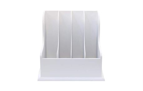 Designstyles Wooden Vertical Desktop Organizer  Four Compartment White File,