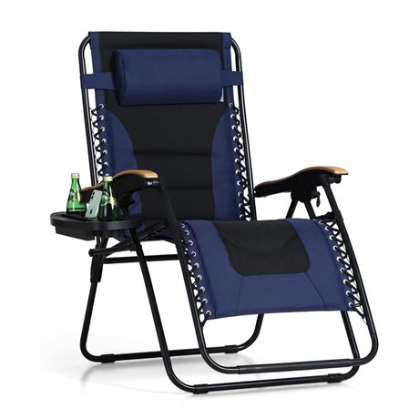 PHI VILLA XXL Oversized Padded Zero Gravity Chair, Foldable Patio Recliner, 30"