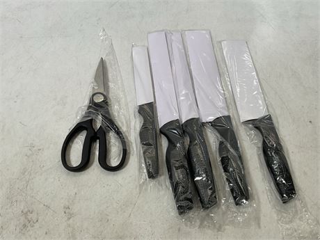 6-Piece Black Knife Set with Magnetic Strip for Wall, Ultra Sharp Magnetic