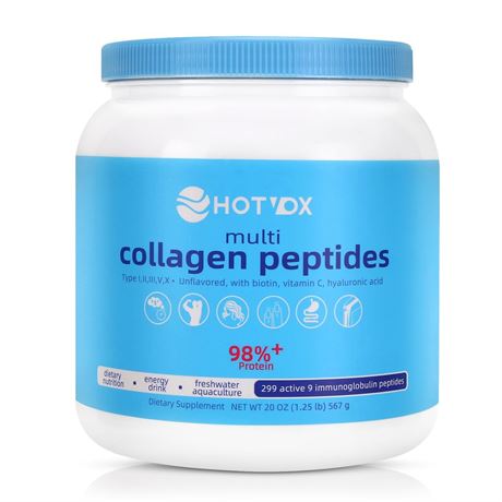 Hotvox Multi Collagen Peptides Powder | Grass Fed | Type I II III V X & Vitamin