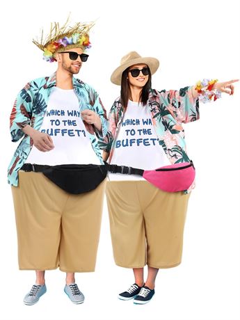 12 Pcs Adult Tacky Tourist Costume Tacky Traveler Costume Hawaiian Tropical