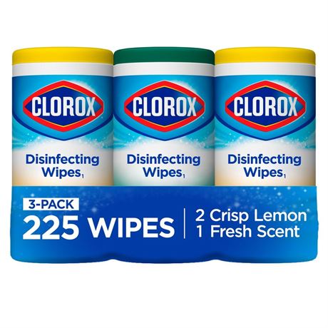 Clorox Disinfecting Wipes  (225 Count Value Pack)  Crisp Lemon and Fresh Scent