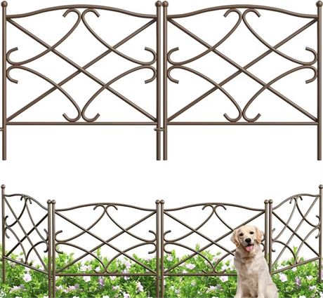 AMAGABELI GARDEN & HOME 5 Panels Decorative Garden Fence 10ft(L) x24in(H)