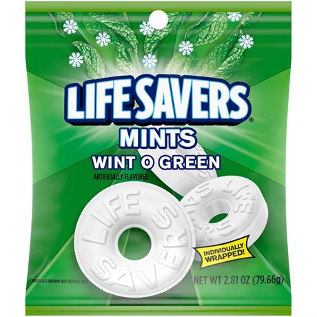 Life Savers Wint-O-Green Breath Mints Hard Candy - 2.81 oz Bag/ 2 bags