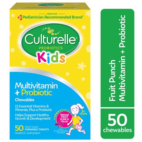 Culturelle Probiotics Kids Multivitamin + Probiotic Daily Chewables Supplement,