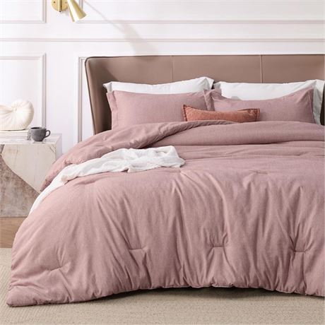 Bedsure Full Comforter Set - Dusty Rose Full Size Comforter, Soft Bedding for