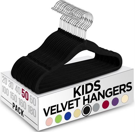 Utopia Home Kids Hangers Velvet (50 Pack) - 11 Inch Durable Baby Hangers for