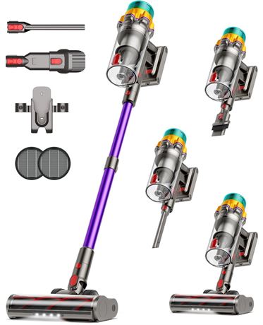 Cordless Vacuum Cleaner, 55KPA 65Mins XL Dust Cup Vacuum Cleaners for Home,