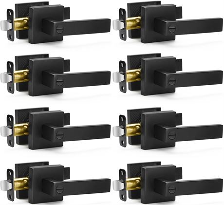 8 Pack Matte Black Door Handles Privacy Door Levers, Keyless Interior Door