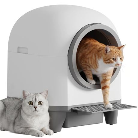 Greesum UltraSmart AutoClean Litter Box - 90L Large Capacity for Multi-Cat