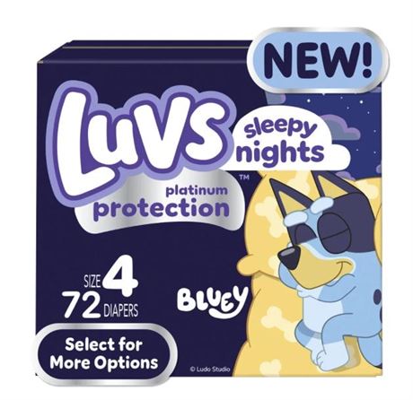 Luvs Platinum Protection Sleepy Nights Baby Diapers, Size 4, 72 Count (Select