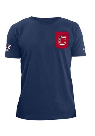 New Era Cleveland Indians Navy Blue Pocket Logo Short Sleeve T Shirt Medium