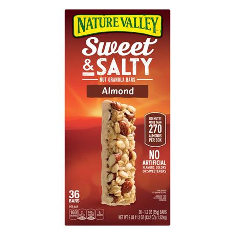 Nature Valley Granola Bars  Sweet and Salty Nut  Almond  36 Bars  43.2 Oz