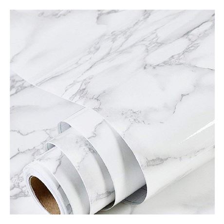 practicalWs Marble Wallpaper Granite Gray&White Paper Roll 23.6" x 118" Kitchen