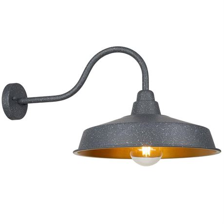 Gooseneck Barn Light Outdoor, 16 Inch Dome Large Farmhouse Exterior Light