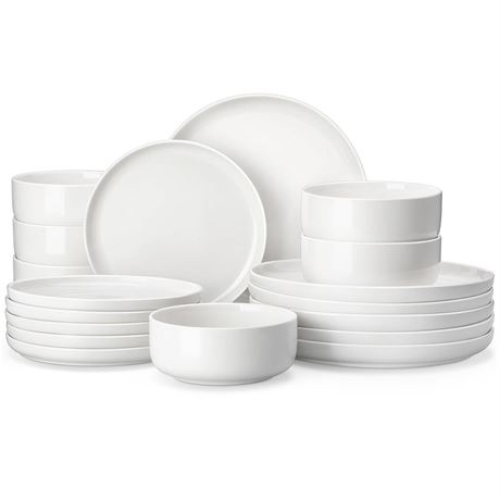 MALACASA Plates and Bowls Sets, 18 Pieces Porcelain Dinnerware Sets Dishware