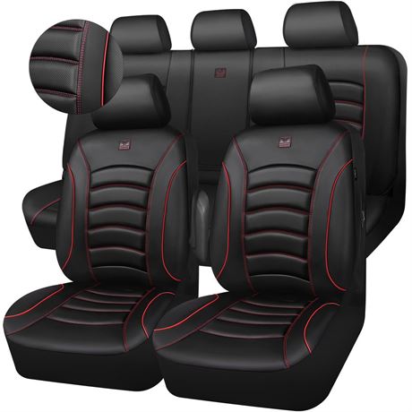 CAR PASS 3D Foam PU Leather Car Seat Covers, Universal Seat Covers Full Sets