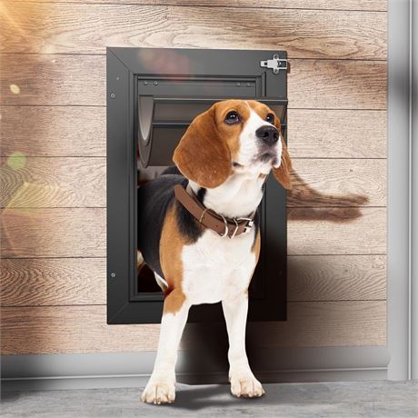 Dog Door for Wall, Medium Doggy Door, All Aluminum Frame and Double Flaps, Easy