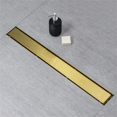 SaniteModar Linear Shower Drain, Gold Shower Drain 36 inch with 2 in 1 Flat and