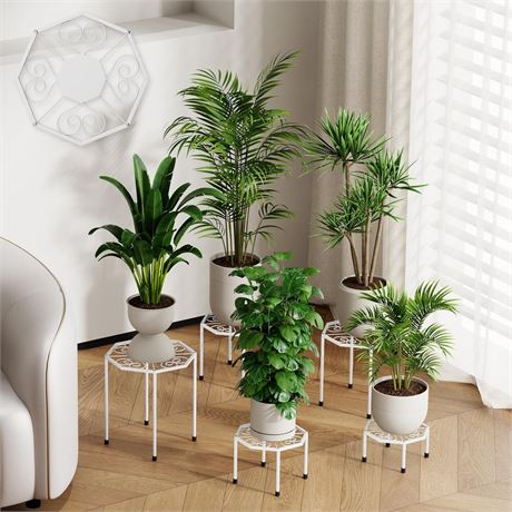 5-Pack Metal Plant Stands for Outdoor Indoor, Anti-Rust Iron Flower Pot Stand,