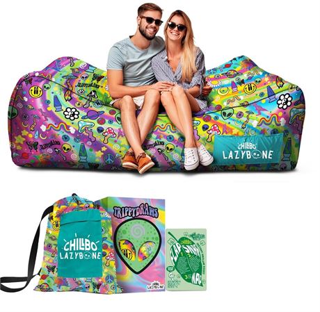 Chillbo Inflatable Couch – Unique Designs - No-Pump Setup, Ripstop Polyester,