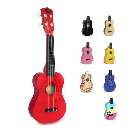 Soprano Ukulele 21"/53cm beginners, students kids guitar (Red)