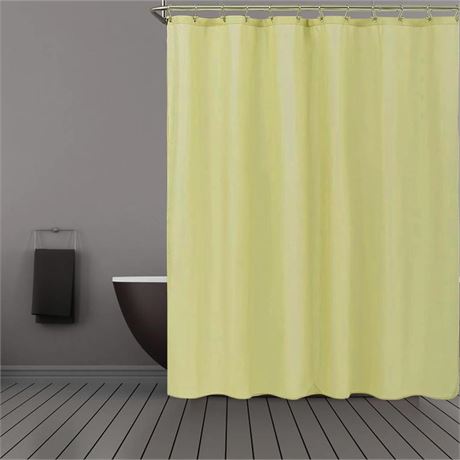 2 pack Fabric Shower Curtain Liner with Hem Weighted Bottom, Lemon Yellow