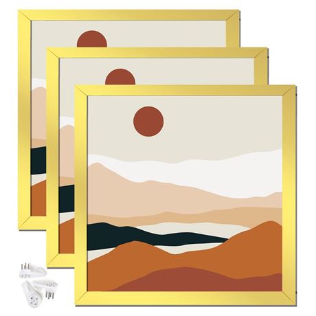 Gold 8x8 Picture Frame Set of 3, High Transparent Frame for 8 By 8 Square Photo