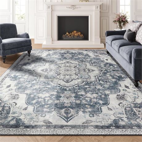 SONGMICS HOME Area Rug, 8x10 ft Rug for Bedroom, Non-Slip Carpet, Traditional