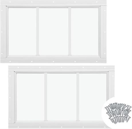 Tandefio 2 Pack 10'' x 18'' White Flush Mount Shed Window with Tempered Glass