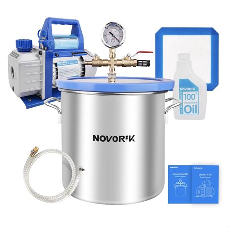 3 Gallon Vacuum Chamber with 3.6 CFM Pump, Single Stage Vacuum Chamber Pump Kit