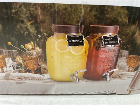 Drink Dispenser with Ice Chambers, Lemonade Tea Water Dispenser with Spigot,