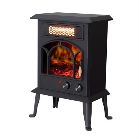 Standing Electric Fireplace Heater – 1500W Portable Infrared Stove with