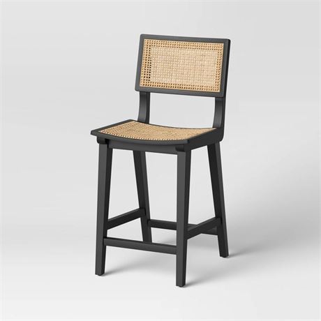 Tormod Backed Cane Counter Height Barstool Black/Natural - Threshold™