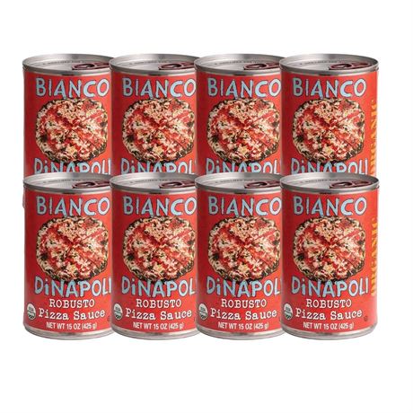 Bianco DiNapoli Organic Robusto Pizza Sauce, 15 Oz (Pack of 8), Vine Ripened