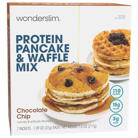 Wonderslim Protein Pancake & Waffle Mix, Chocolate Chip, Low Sugar & Low