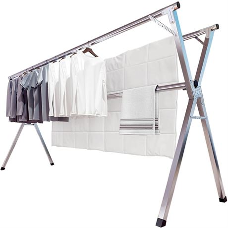 JAUREE 63 Inches Clothes Drying Rack, Stainless Steel Garment Rack Adjustable