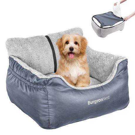 BurgeonNest Dog Car Seat for Small Dogs, Washable Soft Dog Booster Seats for