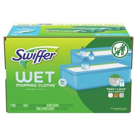 Fresh Scent Wet Mopping Cloth Refills (19-Count, Multi-Pack 2)