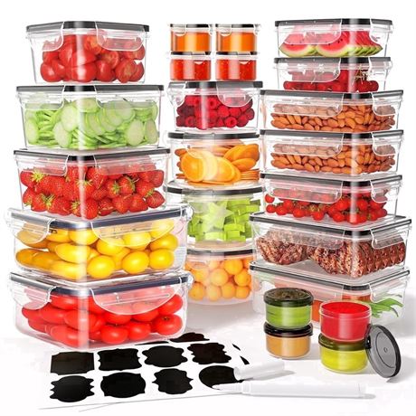 AARTVARK TEES 50 Pcs Food Storage Containers with Lids, Plastic Containers
