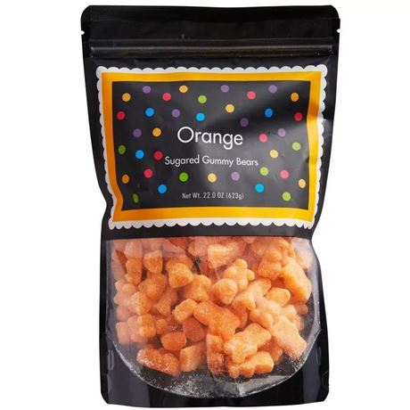 Orange Gummy Bears Sugared, 1.3 Pound Resealable Bag, Orange Candy, Orange