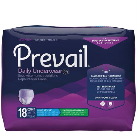 OFFSITE Prevail Maximum Absorbency Incontinence Underwear for Women, Large, 18