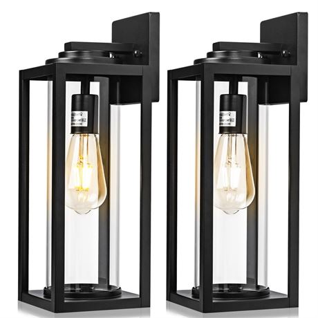 16inch Large Outdoor Wall Lights - 2 Packs Modern Black Exterior Light Fixture