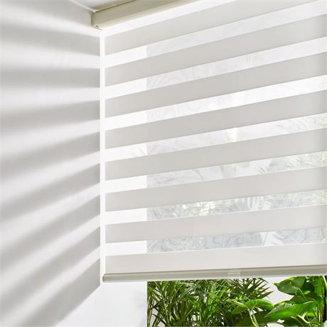 Persilux Cordless Zebra Blinds for Windows (36" W X 72" H, Cream) Free-Stop