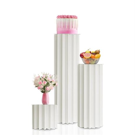 3 Pcs Cylinder Stands for Party White Cylinder Pedestal Stand for Display