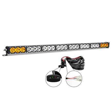 Willpower 44 inch LED Light Bar Single Row White Amber Dual Color 240W Off Road