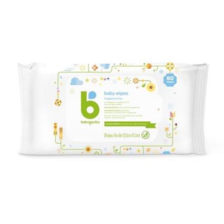 Babyganics, Baby Wipes, Fragrance-Free, 80 Wipes